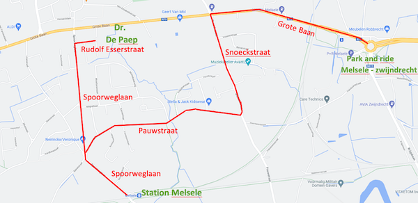 Plan voor bereikbaarheid vanuit Melsele en Zwijndrecht Park&Ride en vanuit Melsele station